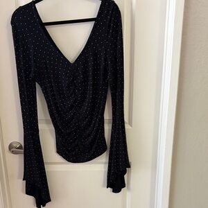 We The Free Black and White Polka Dot Blouse